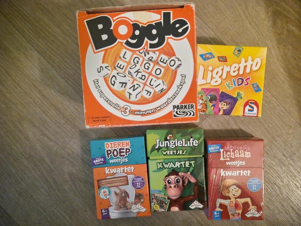 Boggle, Ligretto Kids en 3 Kwartetspellen, Ophalen, Gebruikt, Overige typen