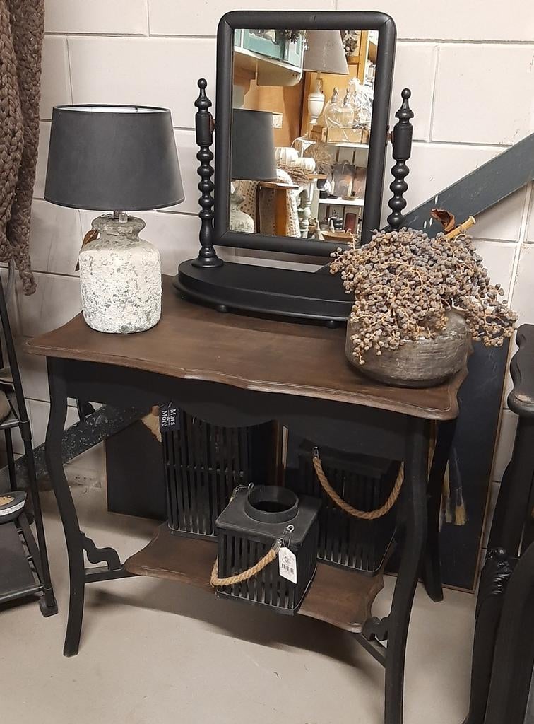 Sjiek, brocante bijzettafel, spiegel, kaptafel, toilettafel, Ophalen, 100 tot 150 cm, 50 tot 100 cm, Zo goed als nieuw