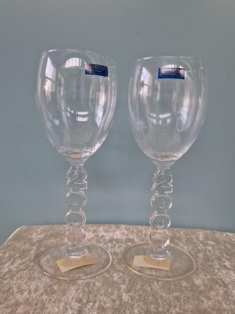 Prachtige Vintage Luminarc Millennium 2000 Wijnglazen - Set, Ophalen of Verzenden, Zo goed als nieuw, Overige typen