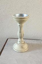 retro waxinelichthouder glas mozaïek hout / rond /vierkant, Overige materialen, Ophalen of Verzenden, Zo goed als nieuw, Grijs