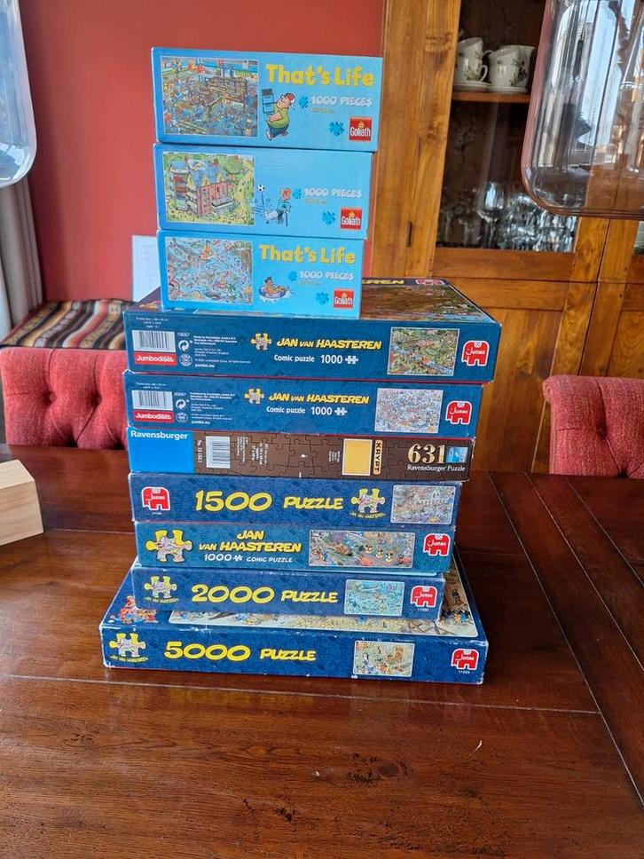 Jan van Haasteren puzzels e.a. 1000, 1500, 2000 en 5000, Hobby en Vrije tijd, Denksport en Puzzels, Zo goed als nieuw, Legpuzzel