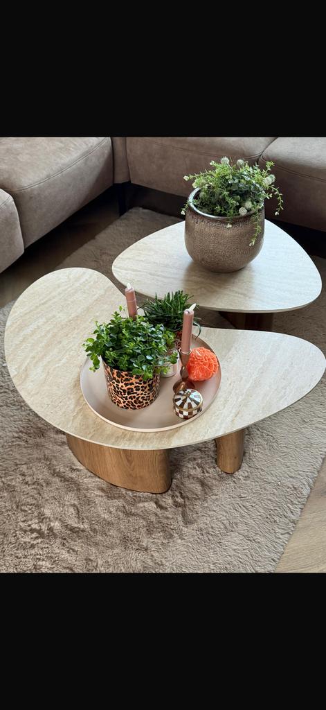 Setje salon tafels, 50 tot 100 cm, Rond, Ophalen of Verzenden, Zo goed als nieuw