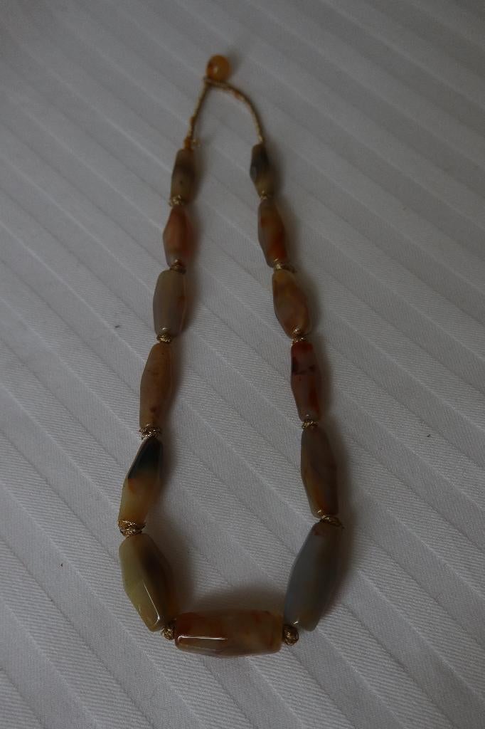 Vintage Art Deco stijl agaat ketting, Ophalen of Verzenden, Dames