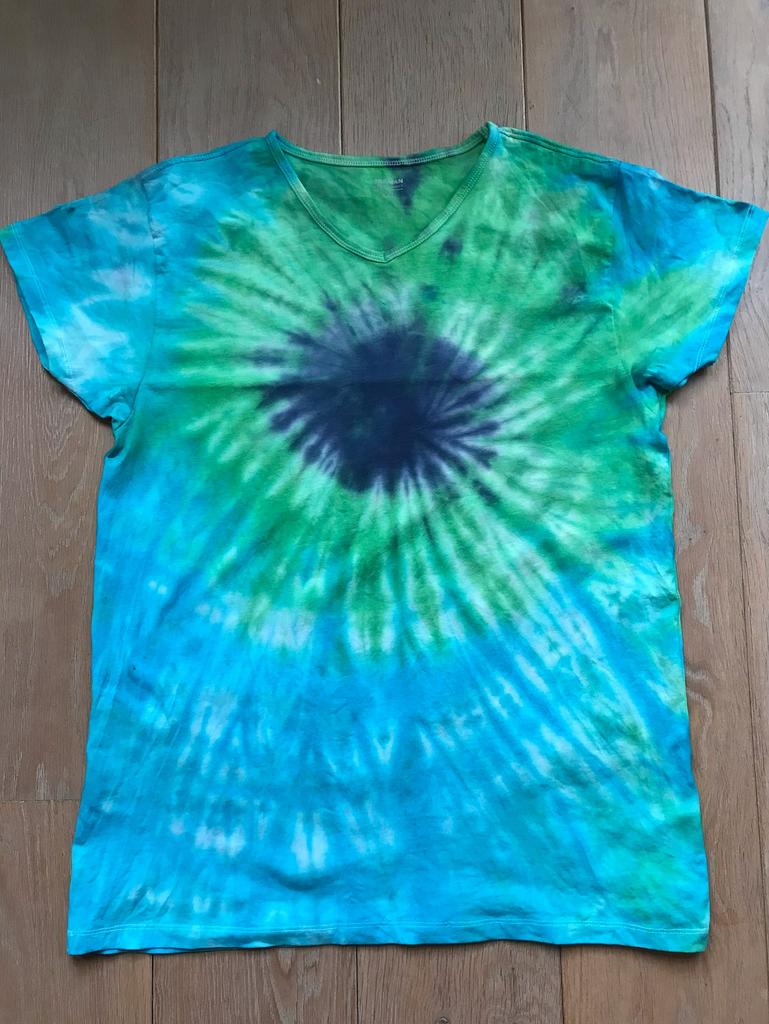 Hippie TIE DYE Shirt XXL Handgeverfd door mij Festival uniek, Ophalen of Verzenden, Nieuw, Overige maten, Blauw