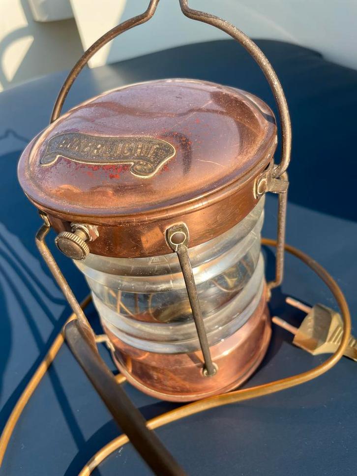 Vintage Ankerlicht scheepslamp - Koperen navigatielamp, Antiek en Kunst, Antiek | Lampen, Ophalen of Verzenden