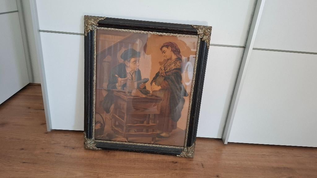 Schilderij van schoenmaker, Antiek en Kunst, Kunst | Schilderijen | Klassiek, Ophalen of Verzenden