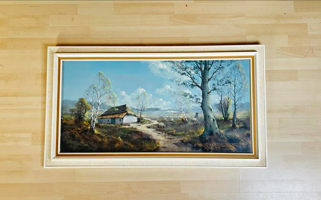 Heidelandschap met schapen en boerderij Gerard Cox junior, Ophalen of Verzenden