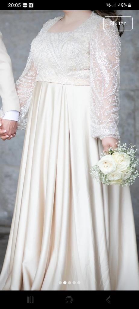 Fantastisch mooie trouwjurk maat 50, Kleding | Dames, Trouwjurk, Beige, Ophalen of Verzenden, Zo goed als nieuw