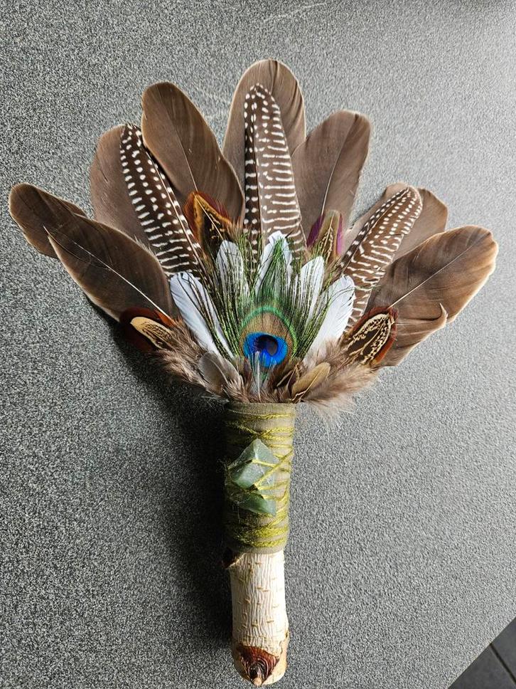 Smudge feathers aventurijn pauwenveer veren waaier, Antiek en Kunst, Kunst | Niet-Westerse kunst, Ophalen of Verzenden