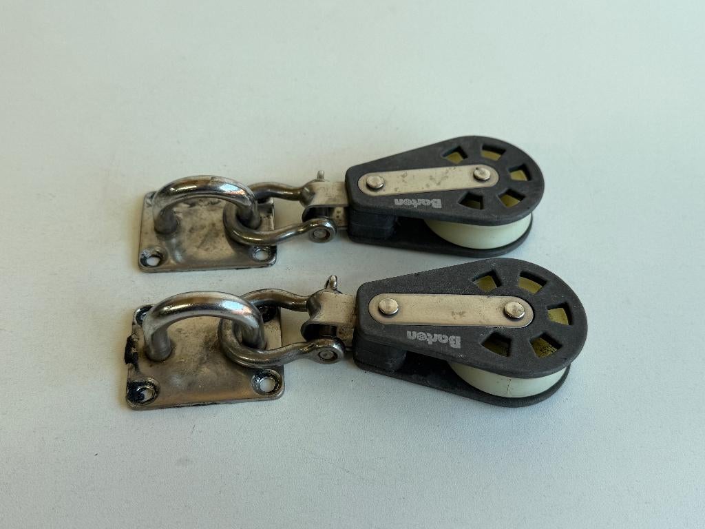 2 x Barton 1 schijfs blok 44 mm tot 10 mm aan oog, Ophalen of Verzenden, Gebruikt, Lijn of Blok
