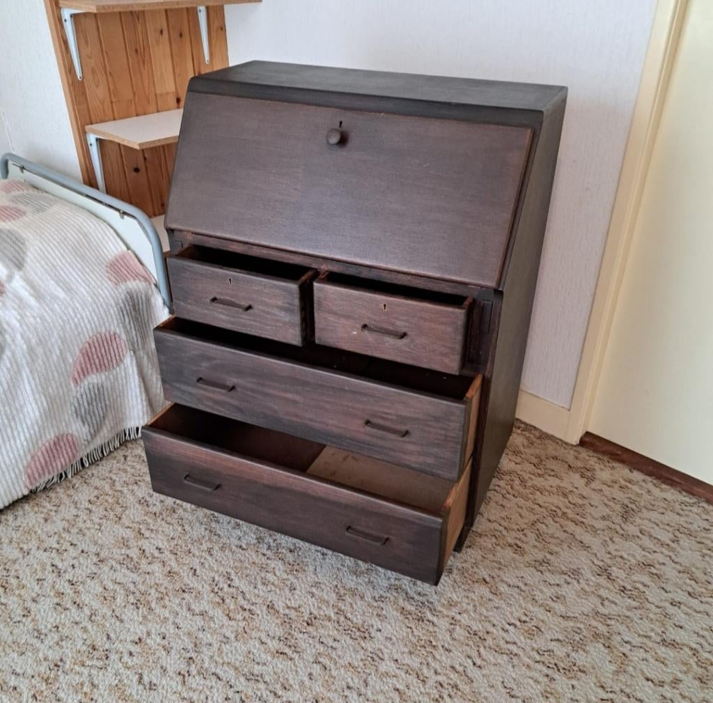 Massief eiken secretaire / bureau, Ophalen, Gebruikt