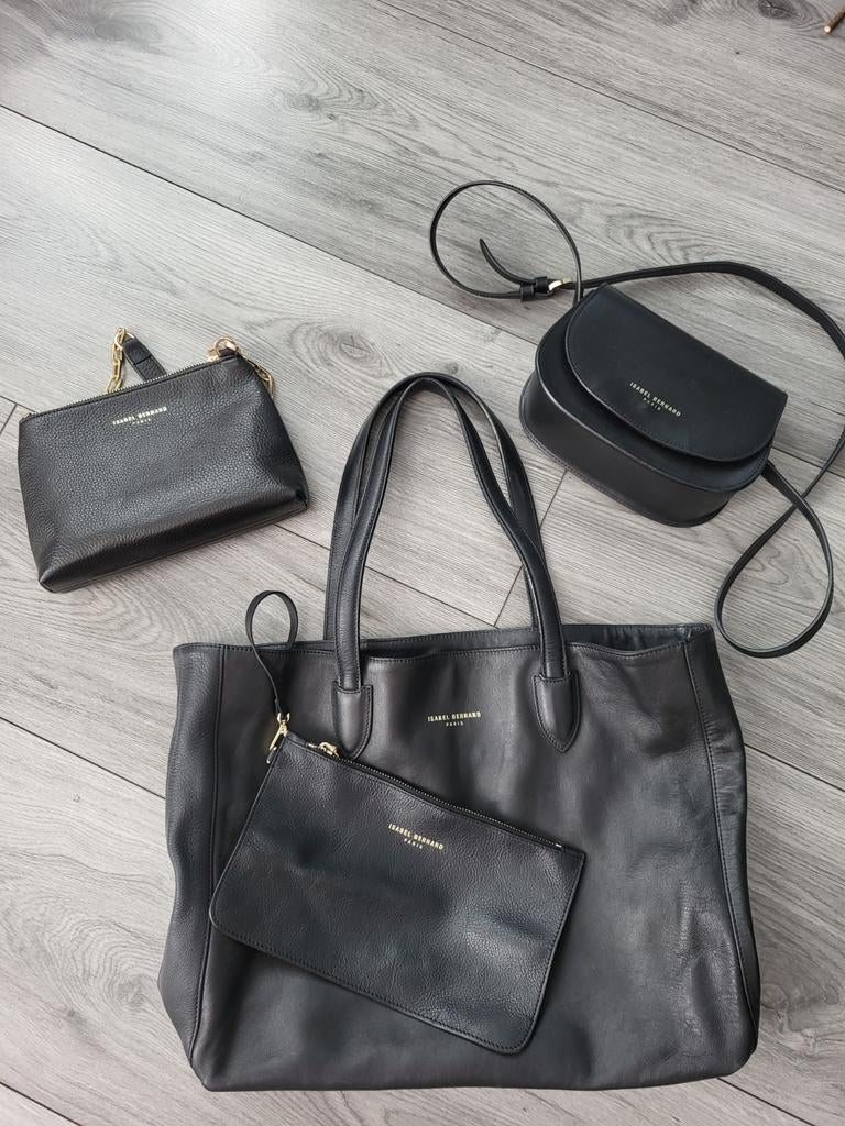 Set van 3 Isabel Bernard tassen, echt leer., Sieraden, Tassen en Uiterlijk, Tassen | Damestassen, Ophalen of Verzenden, Zo goed als nieuw