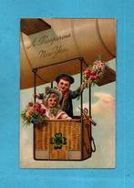 Mooie oude nieuwjaarskaart/reliéf M493 - kinderen / Zeppelin, Verzamelen, Ophalen of Verzenden, Voor 1920, Ongelopen, Kinderen