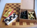 Vintage schaak en damspel compleet met houten bord, Ophalen of Verzenden