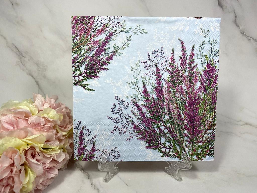 Knutsel servetten - roze paarse heide - decoupage nr HM069, Ophalen of Verzenden, Nieuw