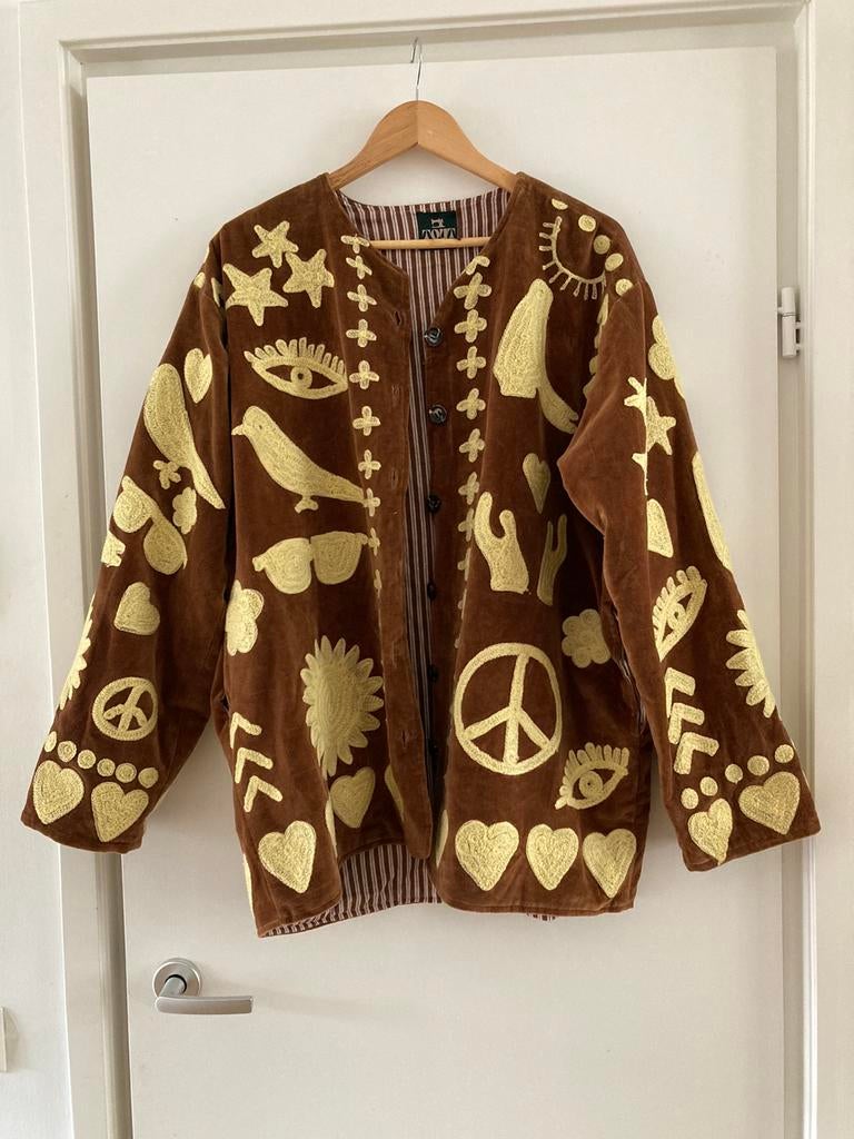 Tout Vintage Dream jas suzani fluweel geborduurd embroidered, Ophalen of Verzenden, Nieuw, Bruin