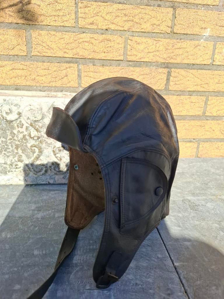 Vintage Leren Vliegerkap / Pilotenmuts, Fietsen en Brommers, Brommers | Solex, Ophalen