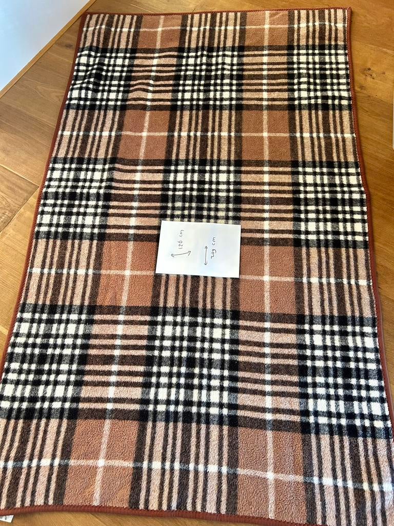 Vintage Dunia oude deken wollen deken brocant bruin ruit, Huis en Inrichting, Woonaccessoires | Plaids en Woondekens, Ophalen of Verzenden