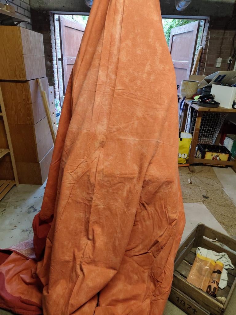 Groot oranje doek 2.40x2.75m - Grand Foulaire, Decoratief, Vintage, Gebruikt, Overige kleuren, 200 cm of meer