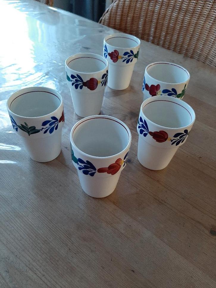 BOERENBONT BOCH - 6  BEKERS - AARDEWERK, Huis en Inrichting, Keuken | Servies, Zo goed als nieuw, Kop(pen) en/of Schotel(s), Boerenbont