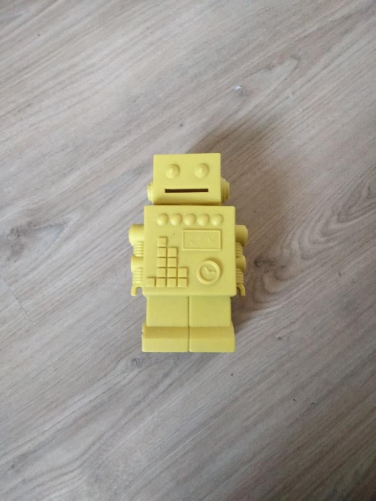 Vintage Gele Robot Spaarpot - Kunststof, Ophalen of Verzenden, Gebruikt, Kunststof, Overige thema's
