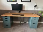 Ikea Säljan+Alex bureau - Eikenpatroon & Grijs-turquise, Ophalen, Gebruikt, Bureau