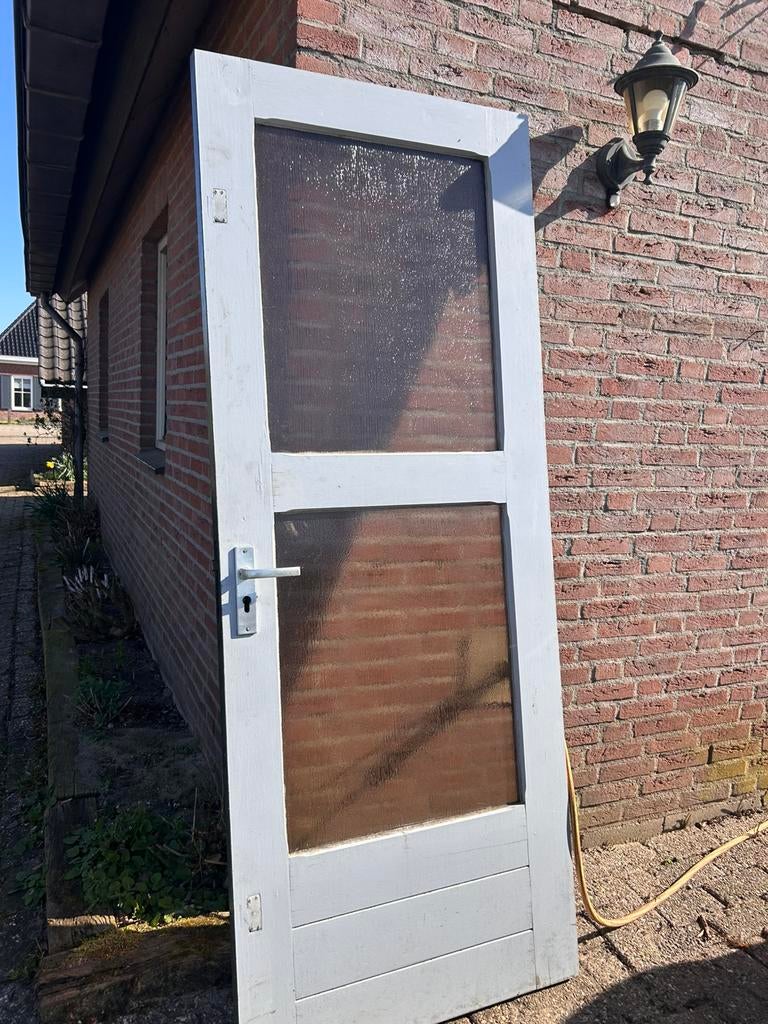 Hardhouten deur, Doe-het-zelf en Verbouw, Deuren en Horren, Ophalen, 80 tot 100 cm, 200 tot 215 cm, Glas