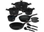 5 sets Berlinger Haus Black Rose 15-delige kookset (BH/8363), Ophalen, Nieuw, Rvs, Pannenset