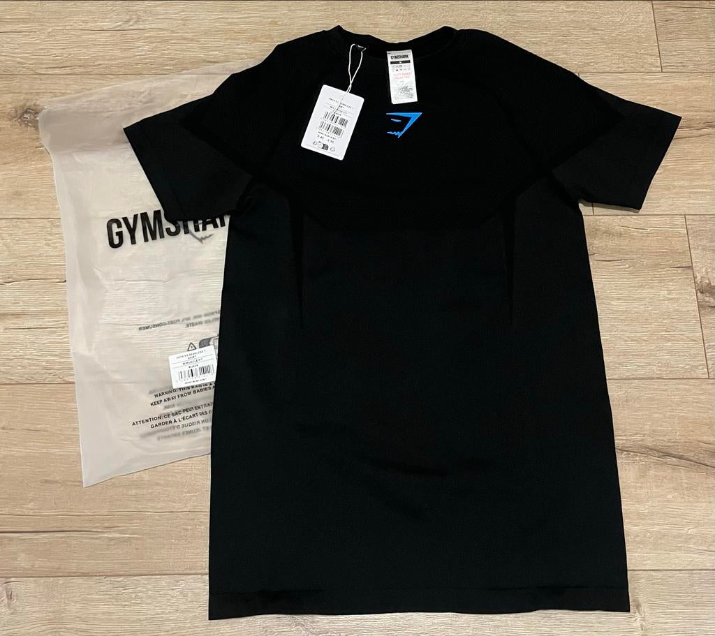 Gymshark Onyx V5 T-shirt Zwart Blauw Maat M, Kleding | Heren, Fitness, Maat 48/50 (M), Zwart, Nieuw