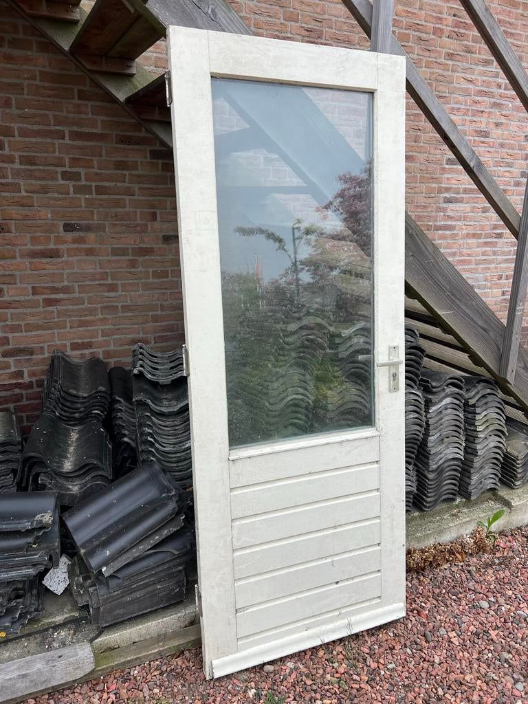 Gebruikte Buitendeur met Glas - Hout, Ophalen, Gebruikt, 80 tot 100 cm, Buitendeur