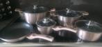 Pannenset, Ophalen of Verzenden, Zo goed als nieuw, Rvs, Pannenset