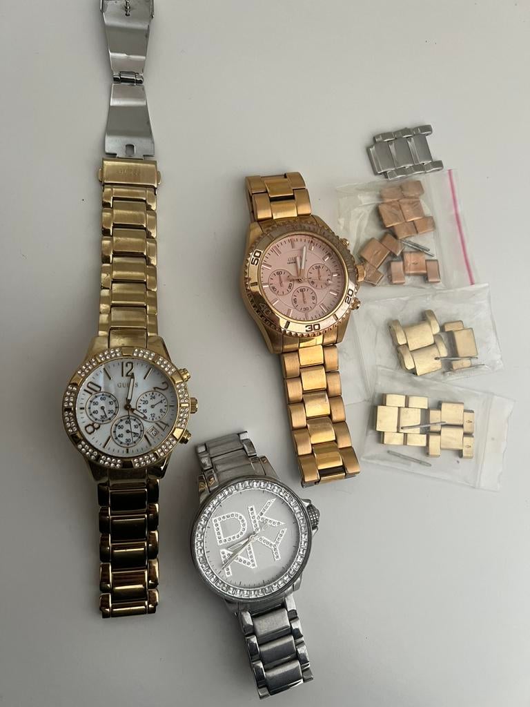 Guess/DKNY horloge, Sieraden, Tassen en Uiterlijk, Horloges | Dames, Ophalen, Gebruikt, Staal, DKNY