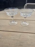 Set van 2 vintage champagnecoupes van geslepen glas, Ophalen of Verzenden