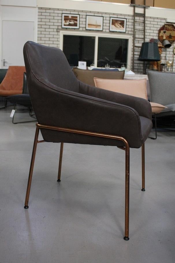 4 x luxe eetkamerstoel Jolly Jess Design leer koper bruin, Ophalen, Bruin, Zo goed als nieuw, Vier