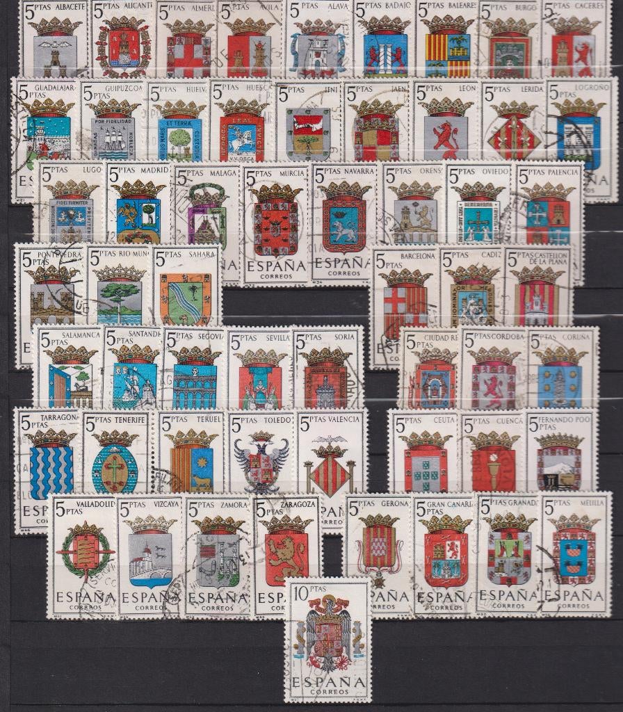 Spanje 1996 Stads Wapens, Postzegels en Munten, Verzenden, Gestempeld, Plaats of Gebouw