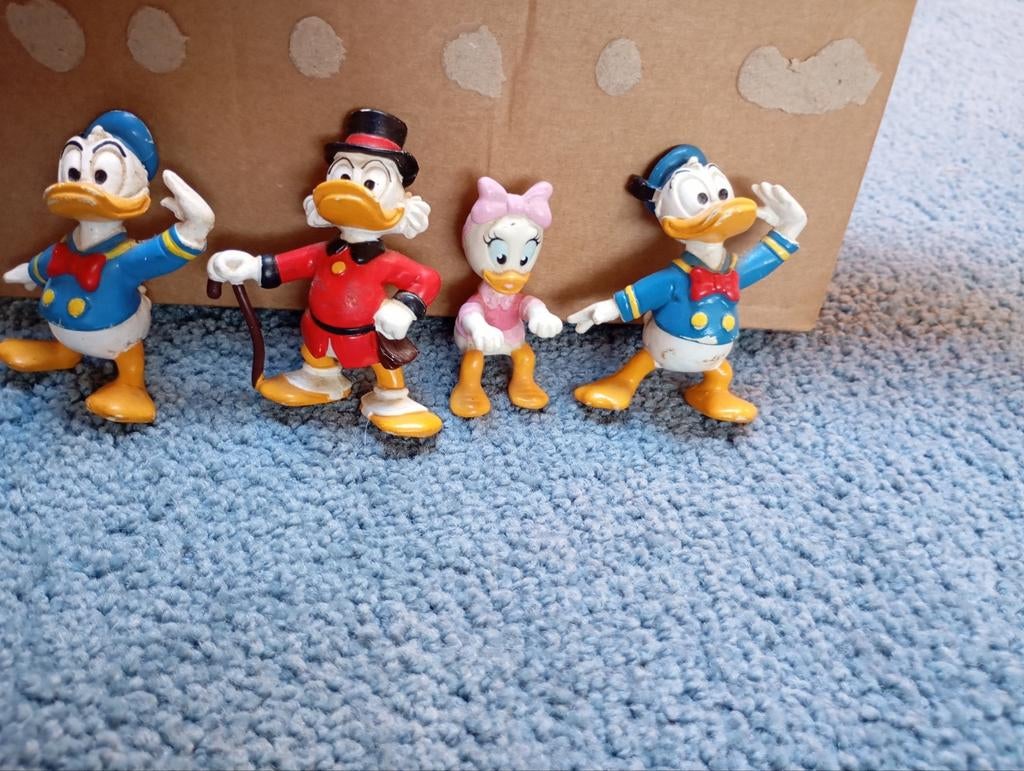 Vintage Bully Germany Disney Dagobert Donald Duck 4 x, Ophalen of Verzenden, Donald Duck, Beeldje of Figuurtje