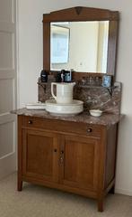 Wastafel kast / commode, eiken jaren 30 met spiegel en lade, Ophalen