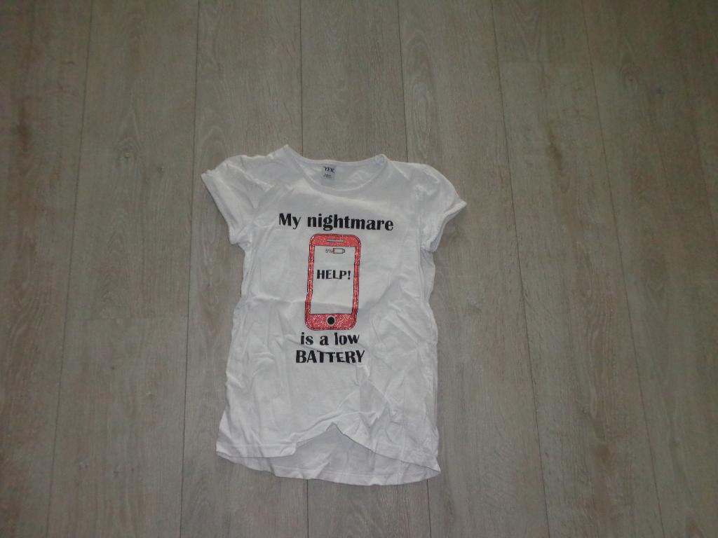 wit meisjest-shirt van YFK, maat 146/152, Ophalen of Verzenden, Gebruikt, Meisje, Shirt of Longsleeve