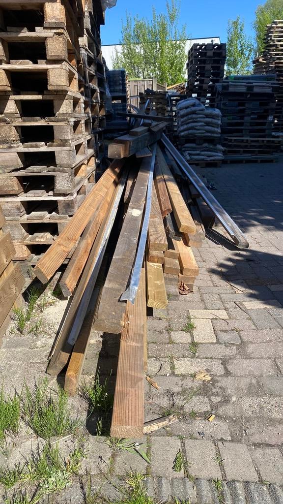 Restpartij houten balken 45x95mm, Ophalen, Zo goed als nieuw, 250 cm of meer, Balken