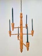 Spoel hout chandelier hangende kandelaar brutalist ‘60  , Ophalen of Verzenden, N, Kandelaar, Hout