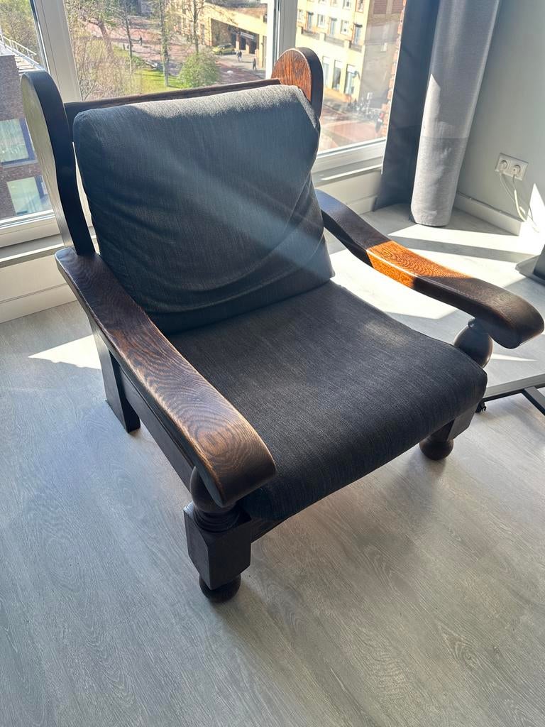 2 Antieke Eiken Houten Fauteuils - Vintage, Antiek en Kunst, Ophalen