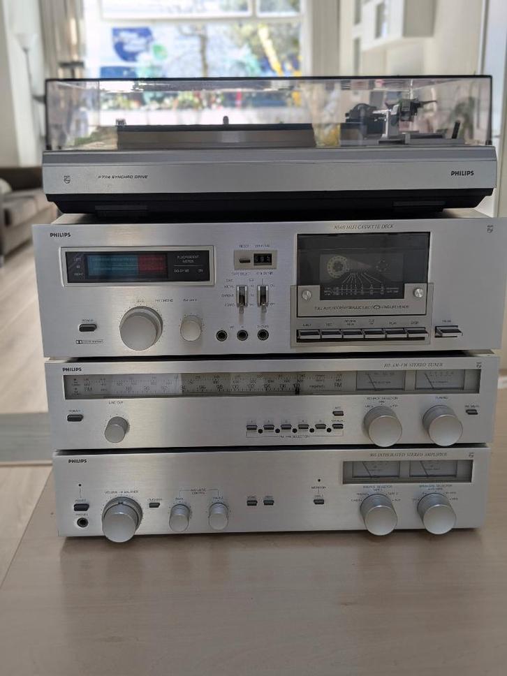 Complete jaren 80 stereo set Philips, Audio, Tv en Foto, Stereo-sets, Zo goed als nieuw, Cassettedeck, Philips, Losse componenten