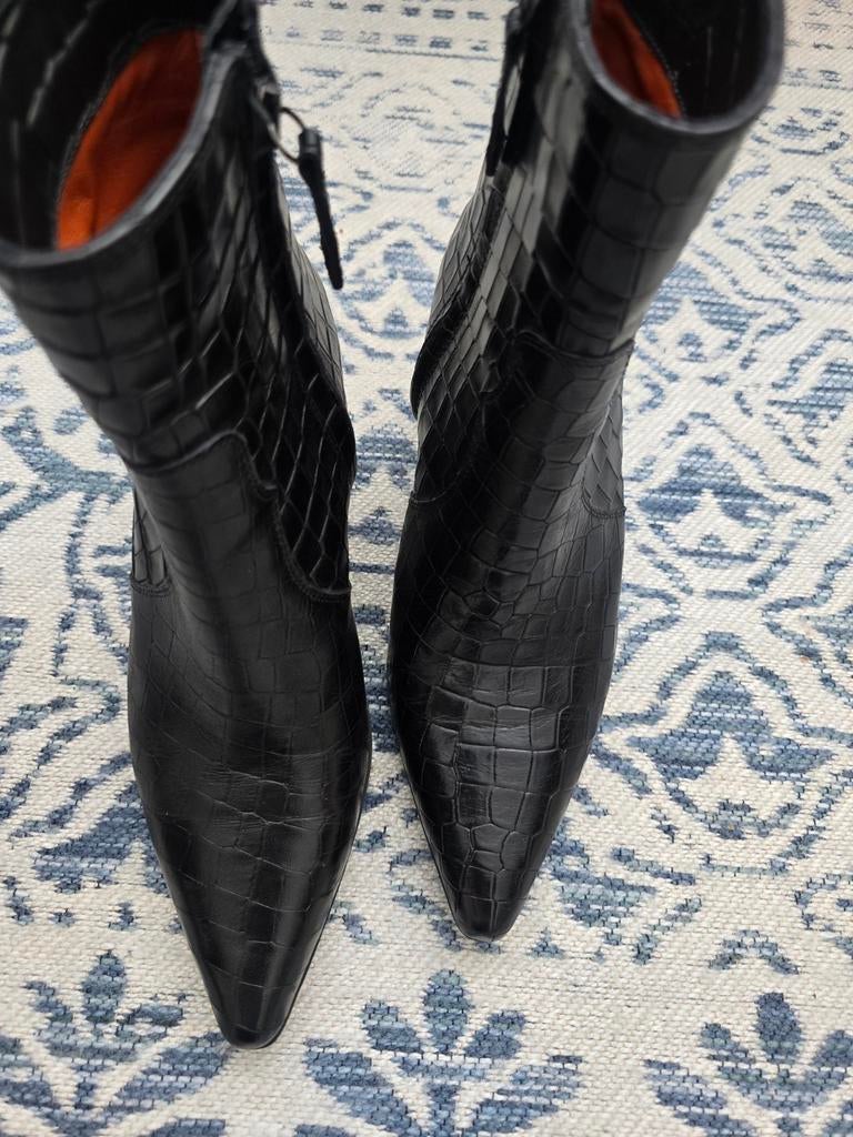 Notre V Zwarte Leren Enkellaarsjes - Maat 37, Kleding | Dames, Schoenen, Notre V, Zwart, Lage of Enkellaarzen, Ophalen of Verzenden