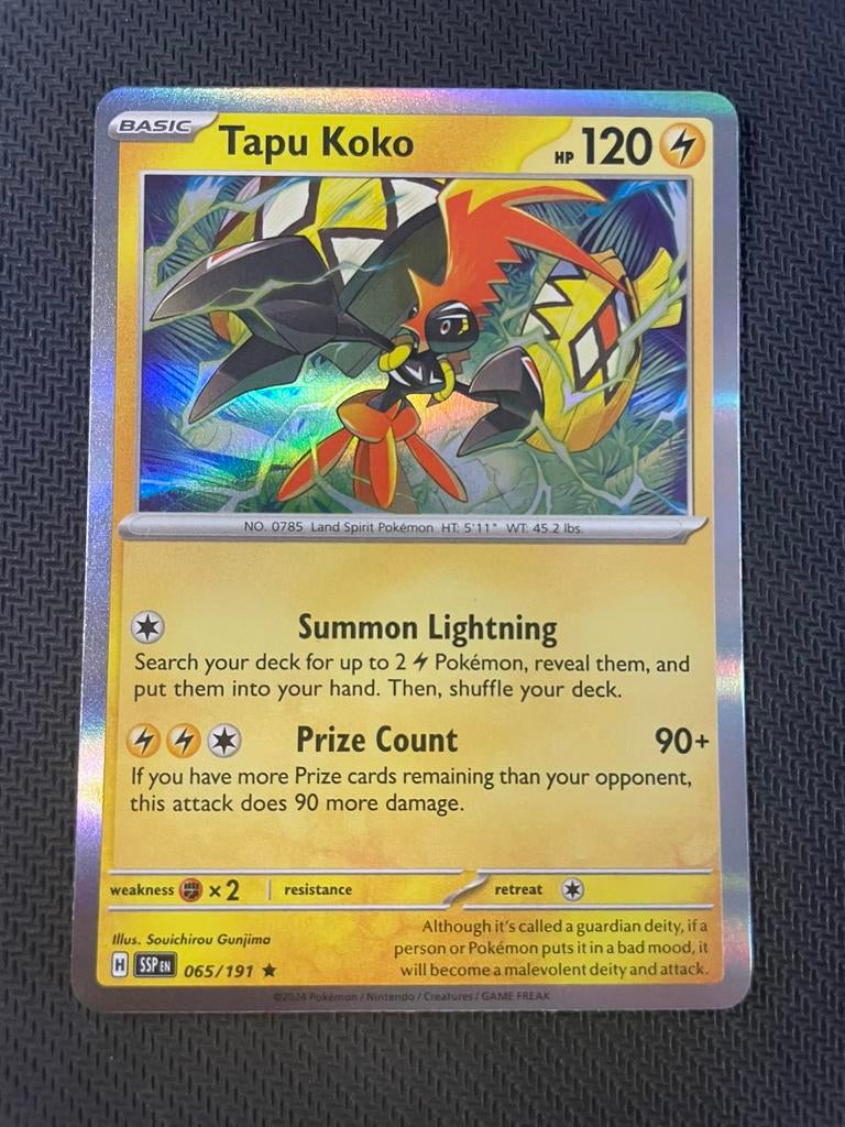 Tapu Koko 065/191 Rare Holo Surging Sparks Packfresh, Verzenden, Zo goed als nieuw