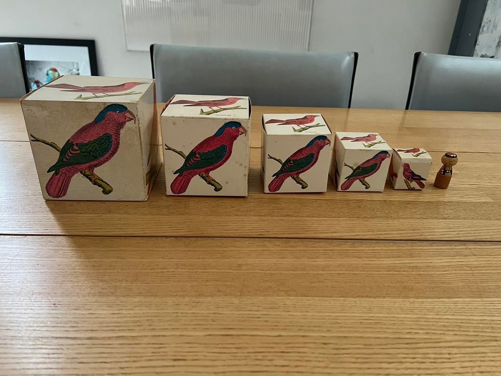 Vintage Kromkote papier reclame 5 dozen set jaren ‘60 vogels, Verzamelen, Merken en Reclamevoorwerpen, Ophalen of Verzenden, Zo goed als nieuw