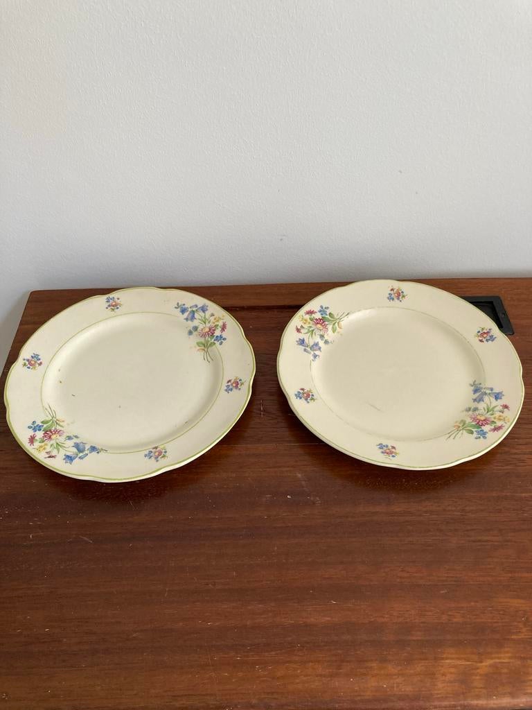 Vintage Plazuid Gouda borden met bloemmotief, Ophalen of Verzenden