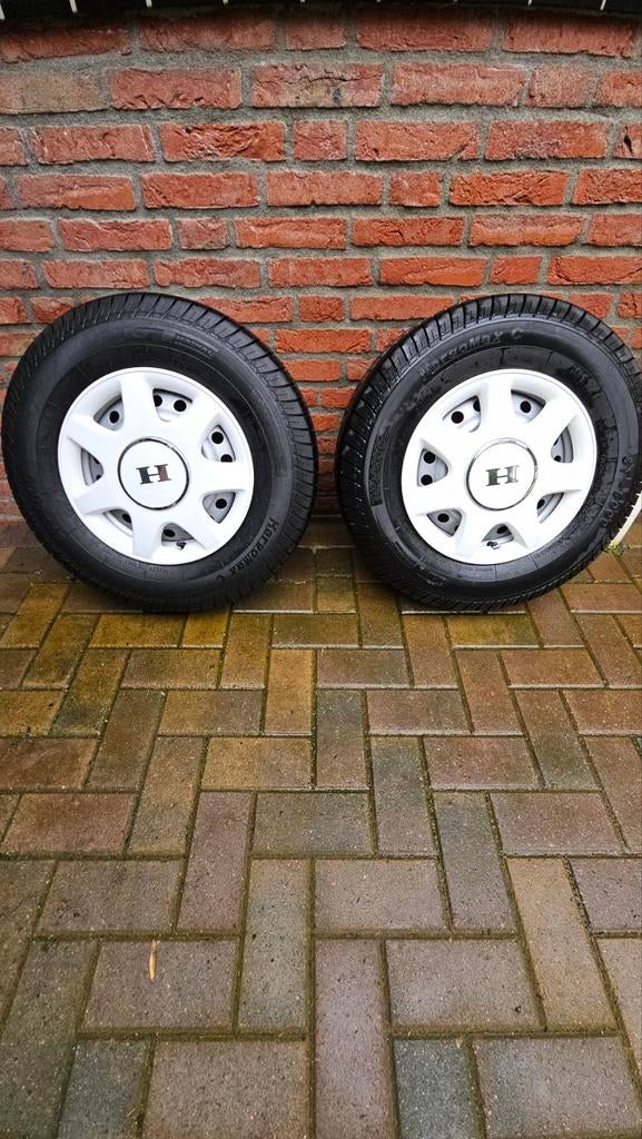 Originele Hobby caravan velgen en wieldoppen 185r14c, Caravans en Kamperen, Caravan accessoires, Ophalen