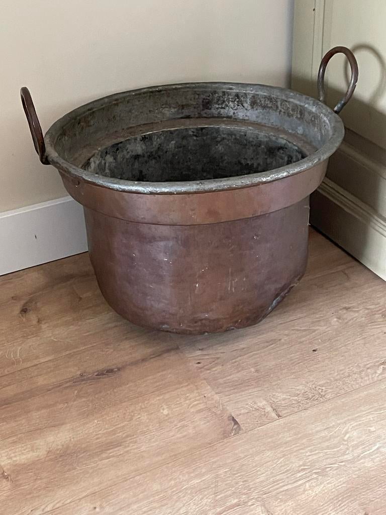 Antieke koperen ketel met handvatten, Antiek en Kunst, Antiek | Koper en Brons, Ophalen, Koper