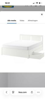 IKEA SONGESAND Bedframe wit 160x200 met 4 lades, Huis en Inrichting, Slaapkamer | Bedden, Ophalen, Wit, Tweepersoons, Zo goed als nieuw