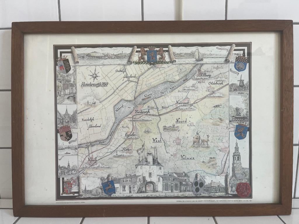 Zeldzame prachtige getekende kaart van Noord-West Veluwe, Antiek en Kunst, Kunst | Schilderijen | Klassiek, Ophalen of Verzenden